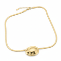 Galet Pendant Necklace — polished gold dome pendant on snake chain | THE ARCIVE