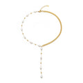 Kaskade baroque pearl lariat necklace with curb chain | THE ARCIVE