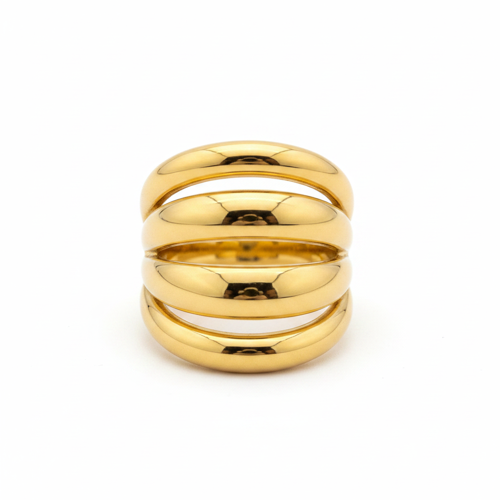 Strates Ring — four-band stacked gold statement ring | THE ARCIVE