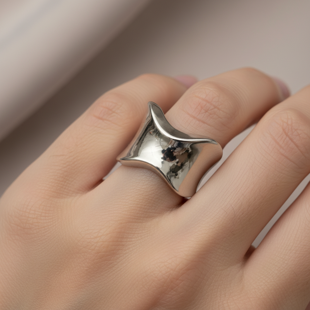 Selle Ring — chunky silver ring angle view | THE ARCIVE