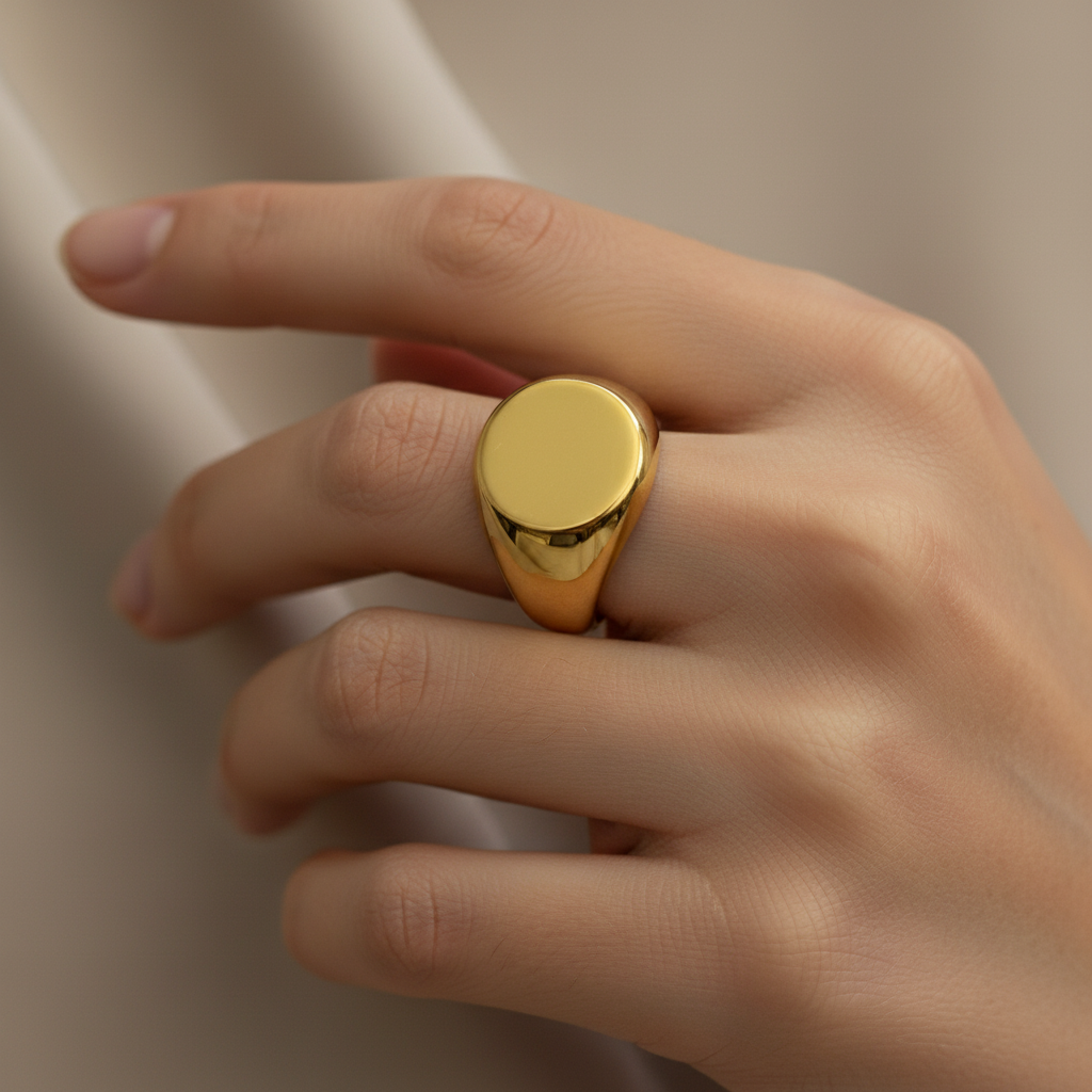 Disque Ring — two-tone disc signet ring detail | THE ARCIVE