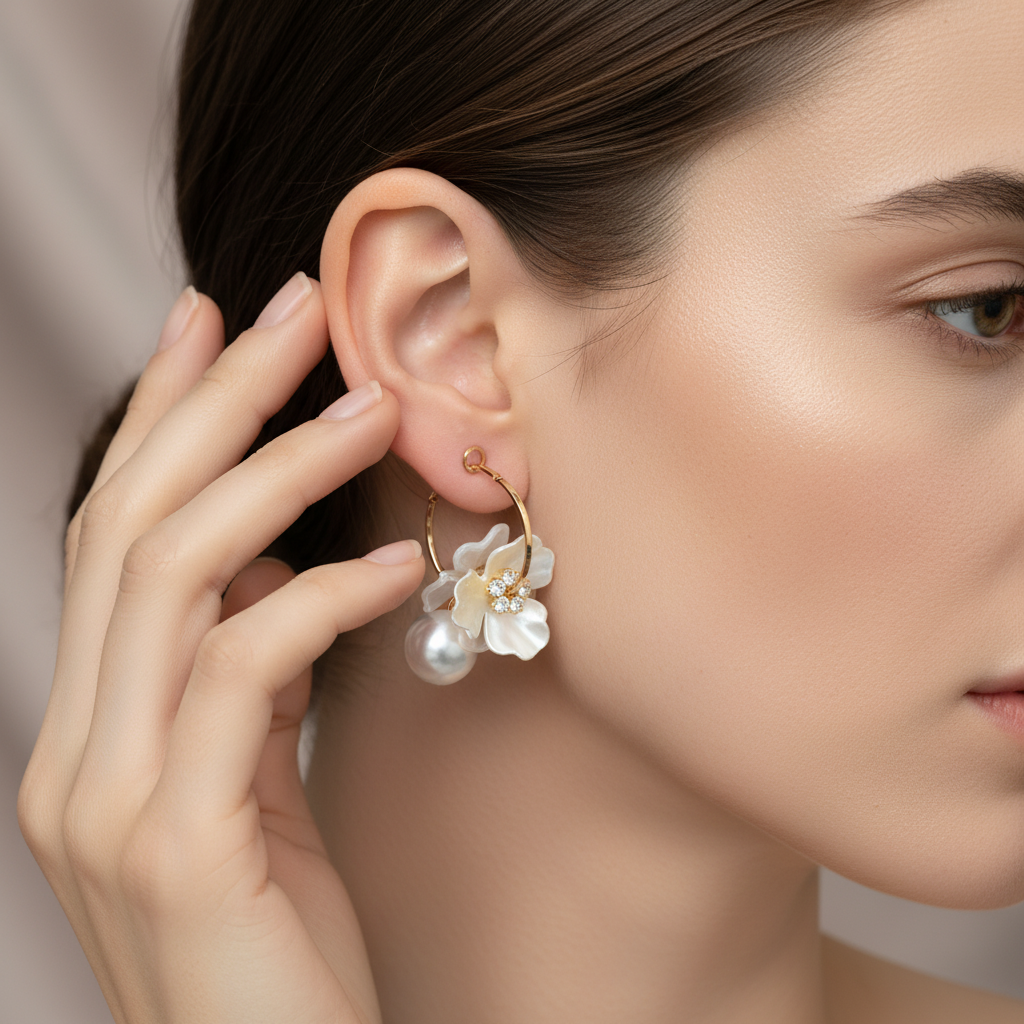 Fleur Studs — floral gold stud earrings detail | THE ARCIVE