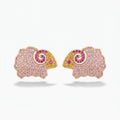 The Aries Studs, pink pavé ram stud earrings, product view | THE ARCIVE