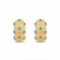 The Caviar Huggies, beaded gold turquoise huggie earrings, product view | THE ARCIVE