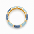 The Cerulean Bangle, marbled blue enamel gold-tone hinged bangle, product view | THE ARCIVE