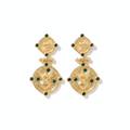 The Cherub Drops, gold heart medallion drop earrings, product view | THE ARCIVE