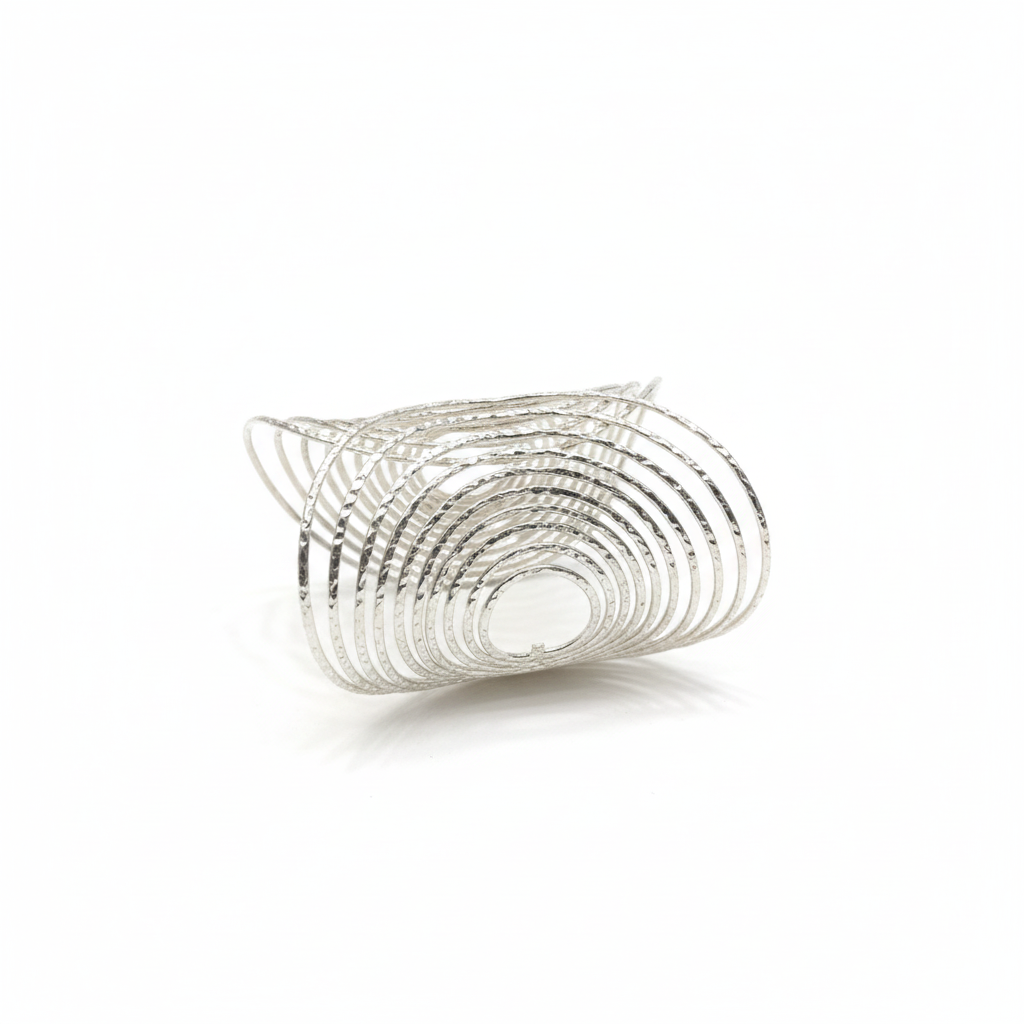 The Cleopatra Cuff, silver-tone wire statement cuff, angled view | THE ARCIVE