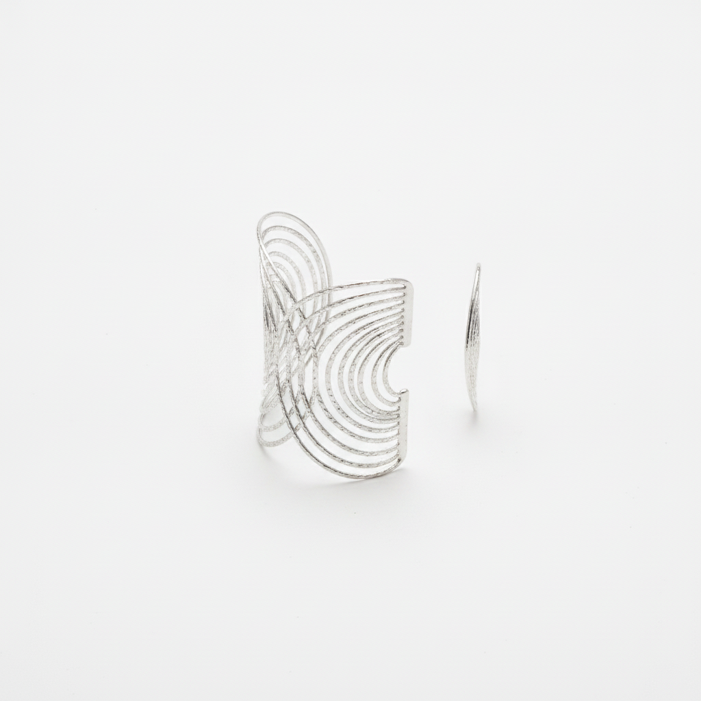 The Cleopatra Cuff, silver-tone wire statement cuff, angled view | THE ARCIVE