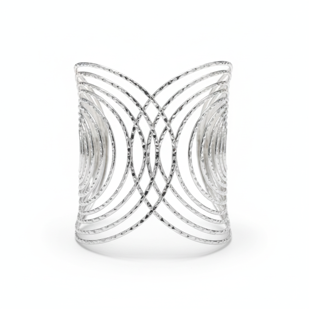 The Cleopatra Cuff, silver-tone wire statement cuff, close-up detail | THE ARCIVE