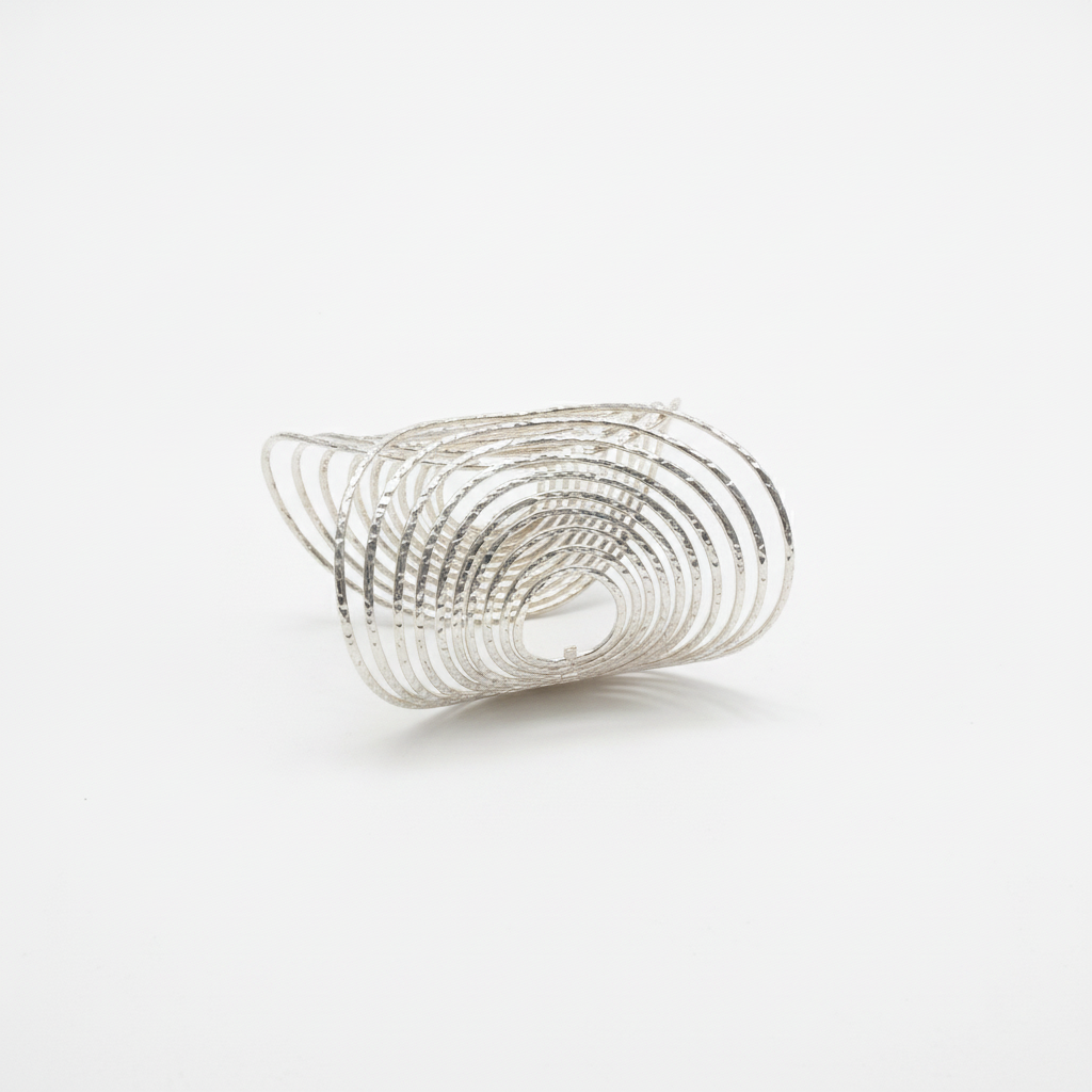 The Cleopatra Cuff, silver-tone wire statement cuff, front view | THE ARCIVE