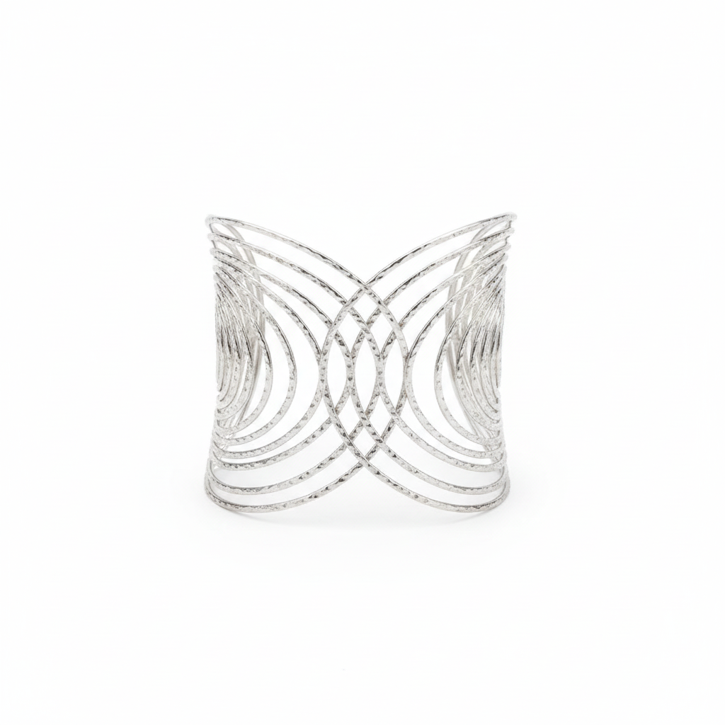 The Cleopatra Cuff, silver-tone wire statement cuff, front view | THE ARCIVE
