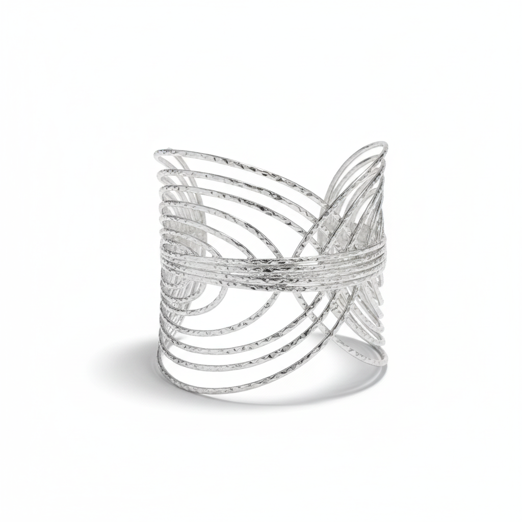 The Cleopatra Cuff, silver-tone wire statement cuff, product view | THE ARCIVE