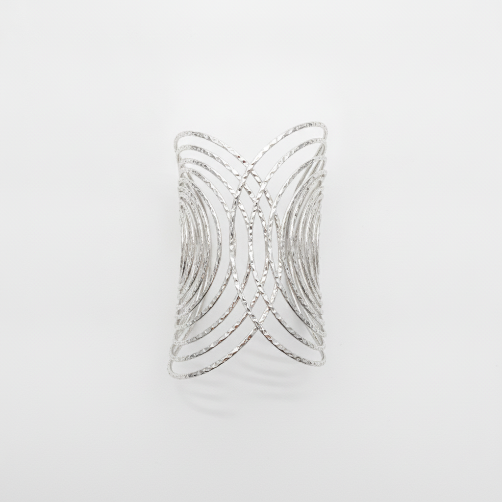 The Cleopatra Cuff, silver-tone wire statement cuff, product view | THE ARCIVE