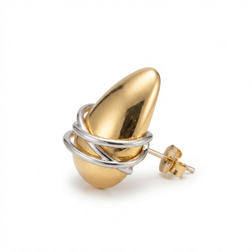 The Entwine Studs, two-tone wrapped dome earrings, angled view | THE ARCIVE