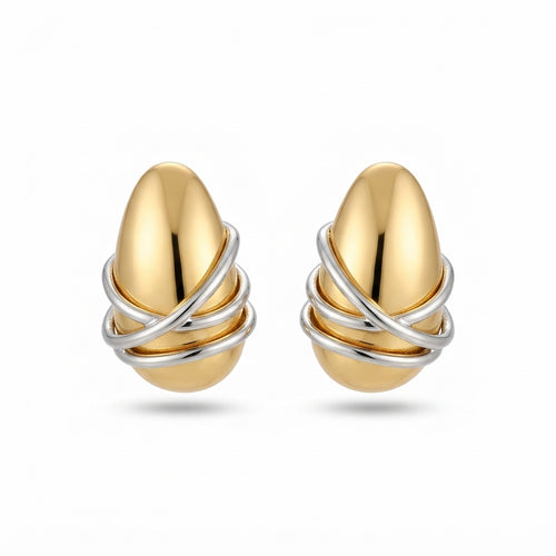 The Entwine Studs, two-tone wrapped dome earrings, product view | THE ARCIVE