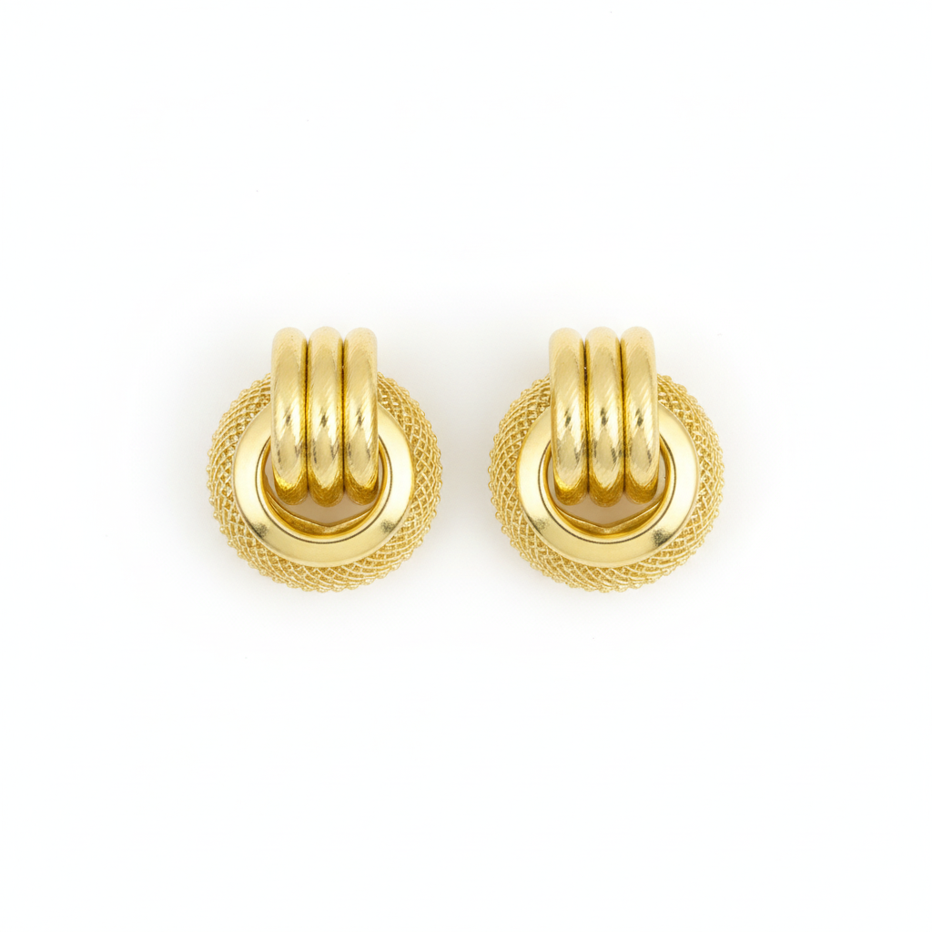 The Heirloom Studs, gold knocker round stud earrings, flat lay view | THE ARCIVE