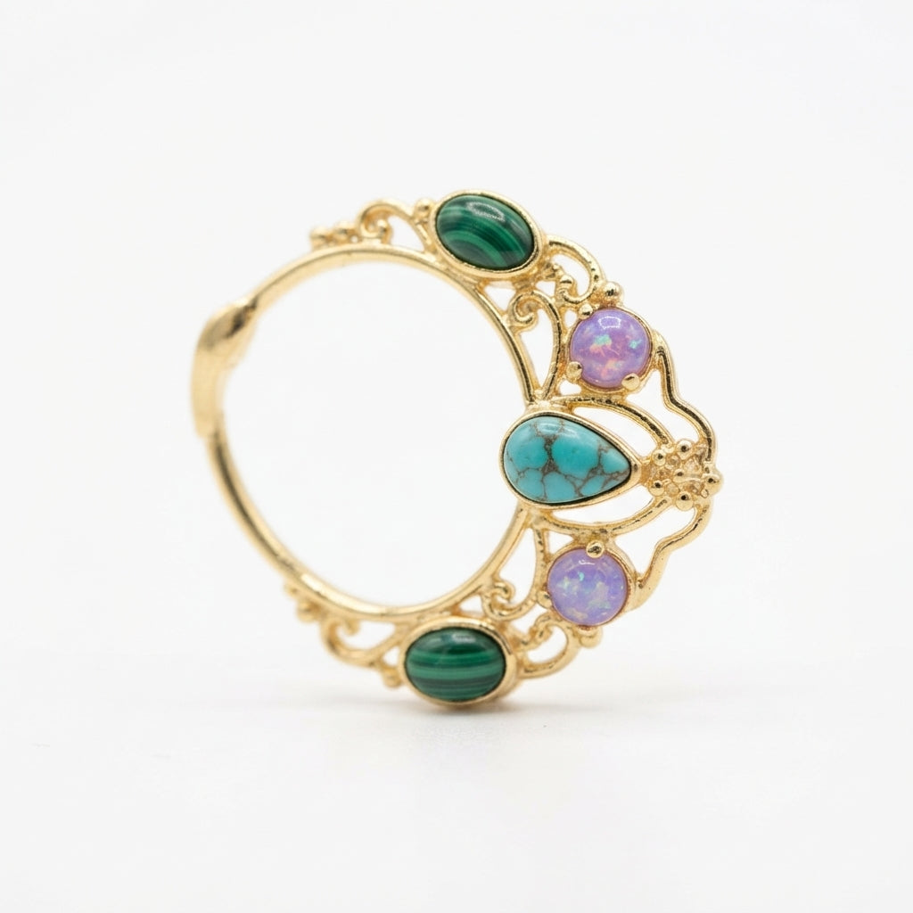 The Kasbah Hoops, filigree gemstone hoop earrings, close-up detail | THE ARCIVE