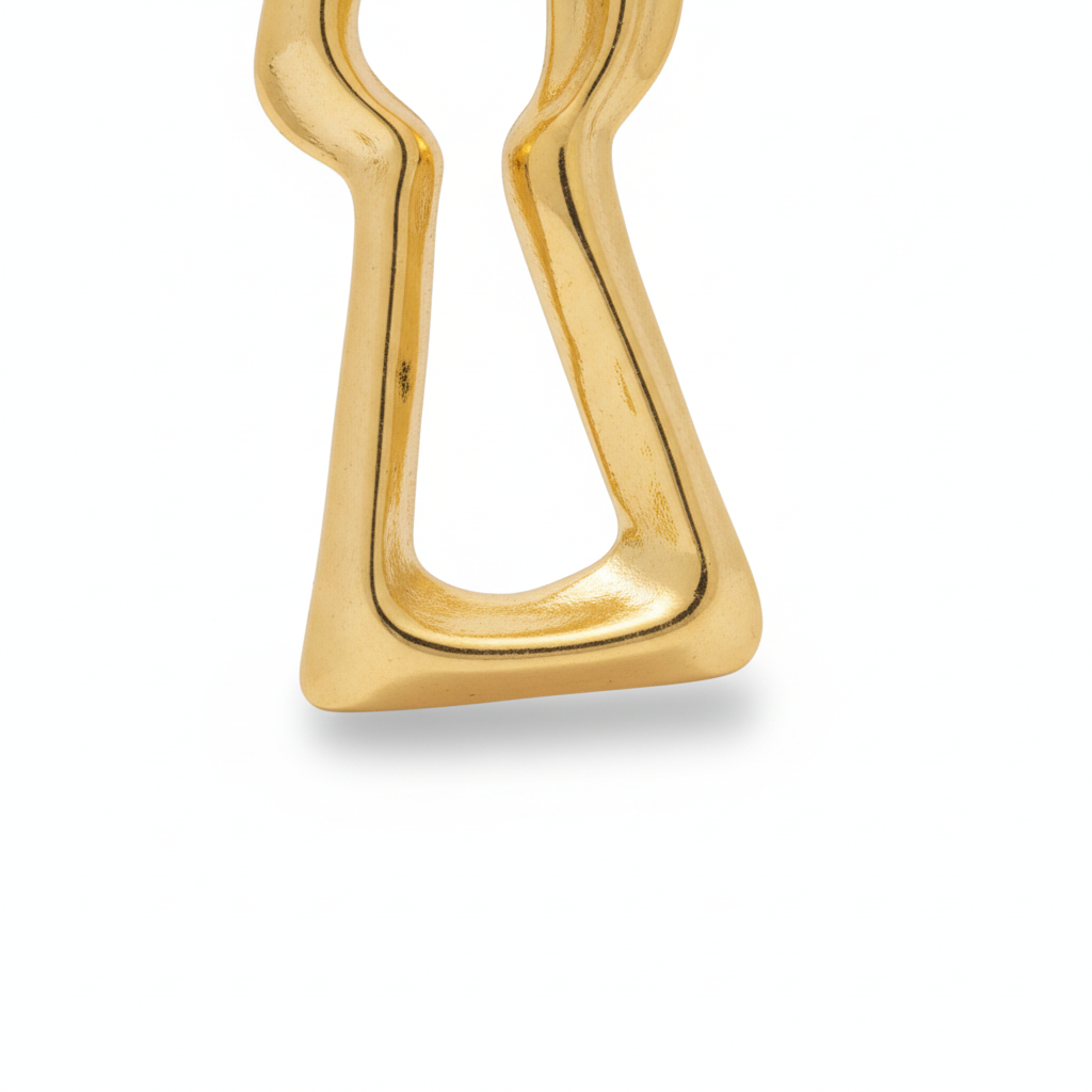 The Keyhole Studs, sculptural gold keyhole earrings, close-up detail | THE ARCIVE