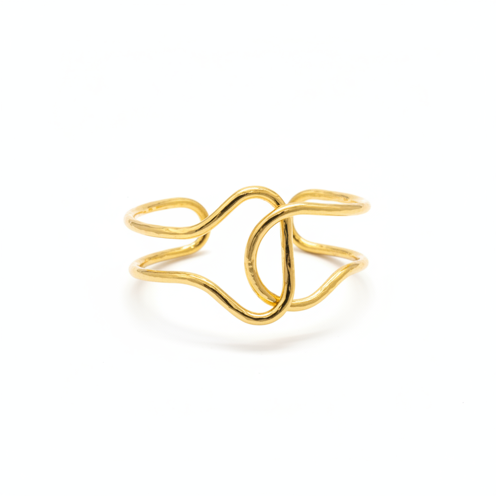 The Lasso Cuff, gold-tone wire knot cuff, front view | THE ARCIVE