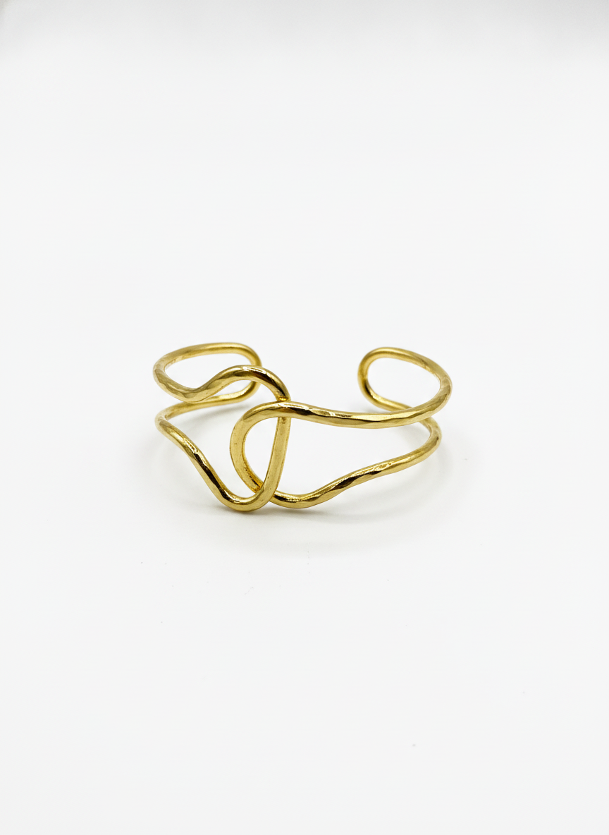 The Lasso Cuff, gold-tone wire knot cuff, front view | THE ARCIVE