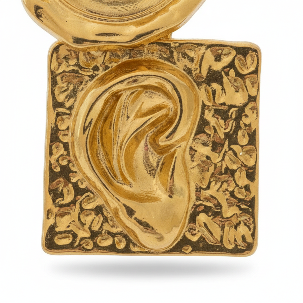 The Muse Drops, sculptural ear and nose drop earrings, close-up detail | THE ARCIVE