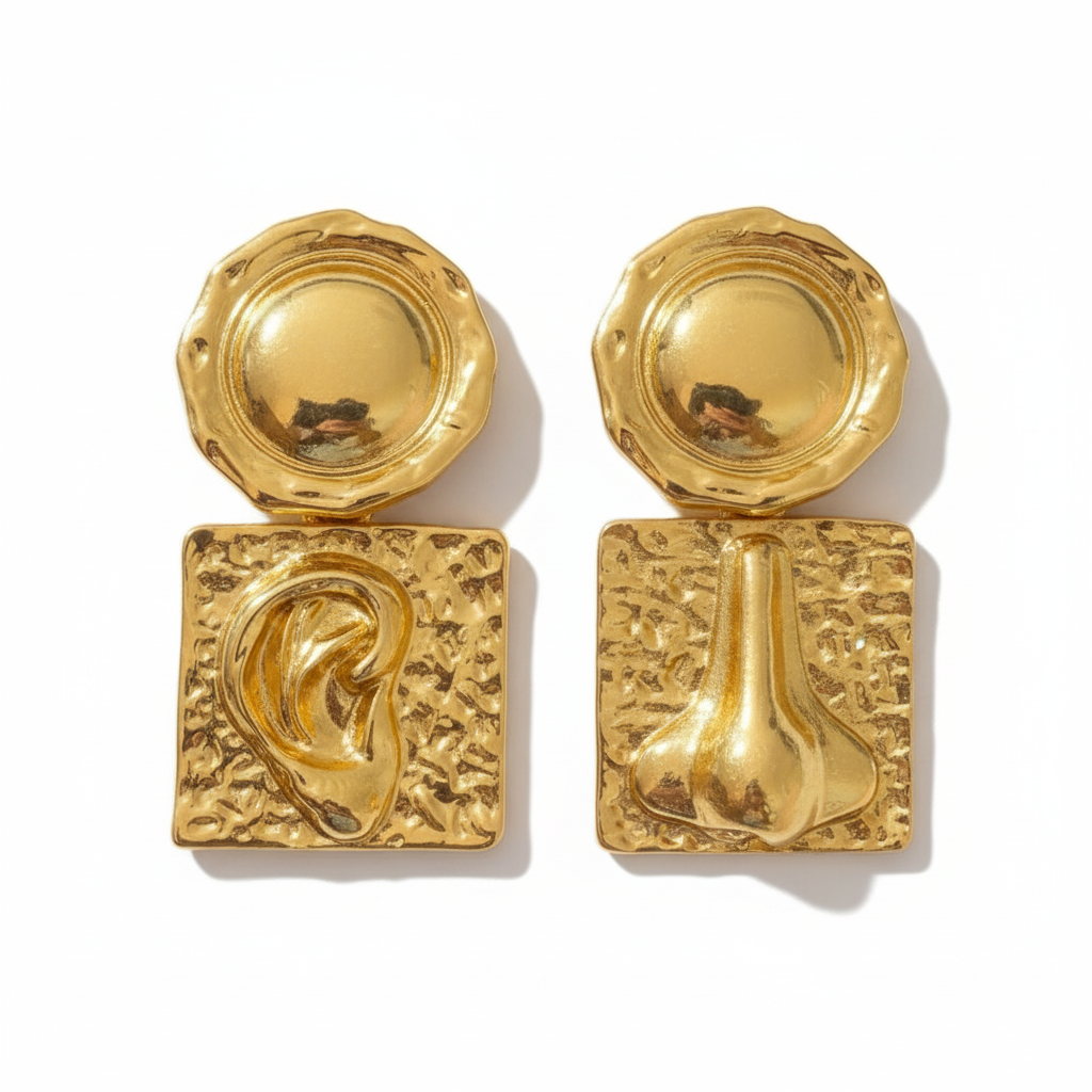 The Muse Drops, sculptural ear and nose drop earrings, product view | THE ARCIVE