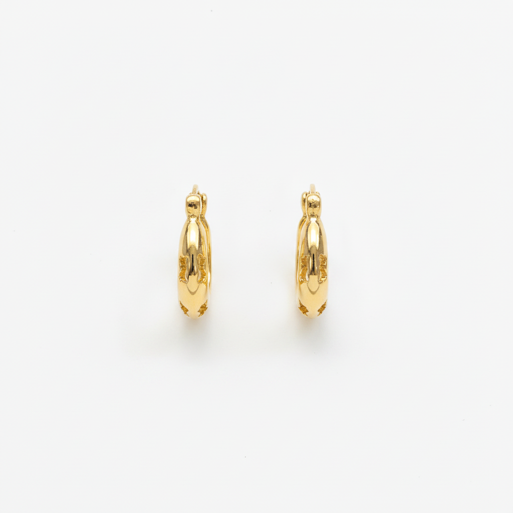 The Nugget Hoops, small domed gold hoop earrings, flat lay view | THE ARCIVE