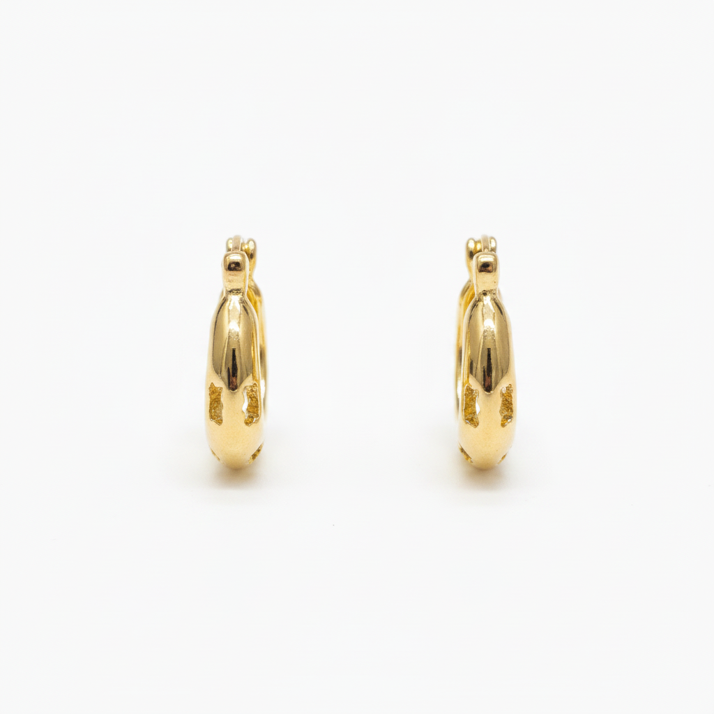 The Nugget Hoops, small domed gold hoop earrings, front view | THE ARCIVE