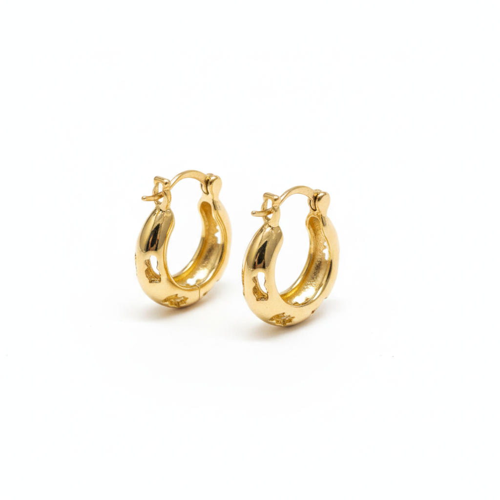 The Nugget Hoops, small domed gold hoop earrings, product view | THE ARCIVE
