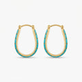 The Oasis Hoops, turquoise inlay oval gold hoops, product view | THE ARCIVE