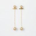 The Pearl Threaders, gold bar pearl threader earrings, product view | THE ARCIVE