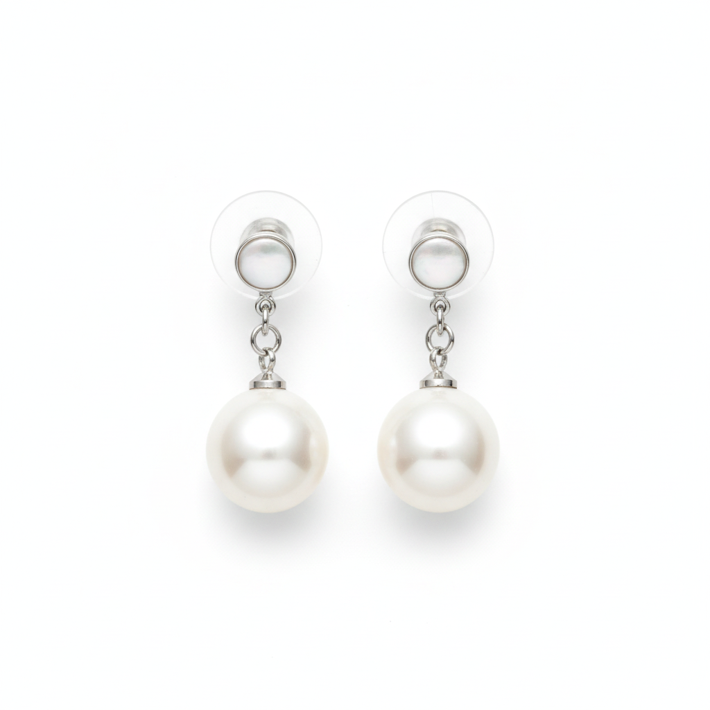 The Selene Drops, pearl drop earrings, flat lay view | THE ARCIVE