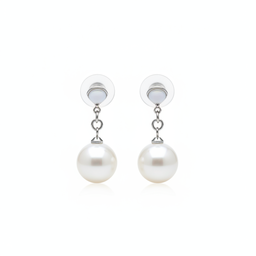 The Selene Drops, pearl drop earrings, front view | THE ARCIVE