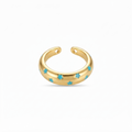 The Starlit Ring, gold-tone open band with turquoise enamel stars, product view | THE ARCIVE