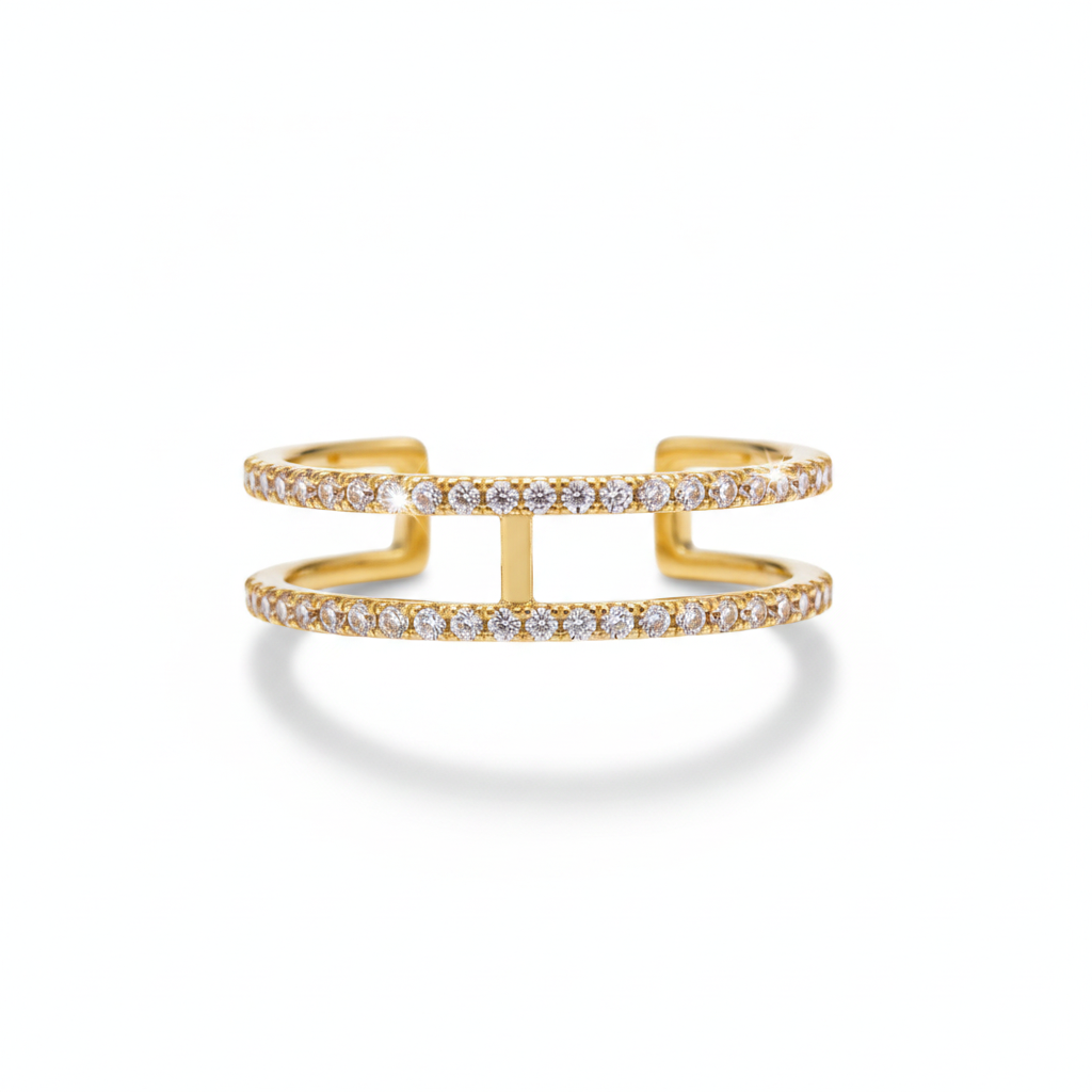The Tandem Ear Cuff, double band crystal ear cuff, close-up detail | THE ARCIVE