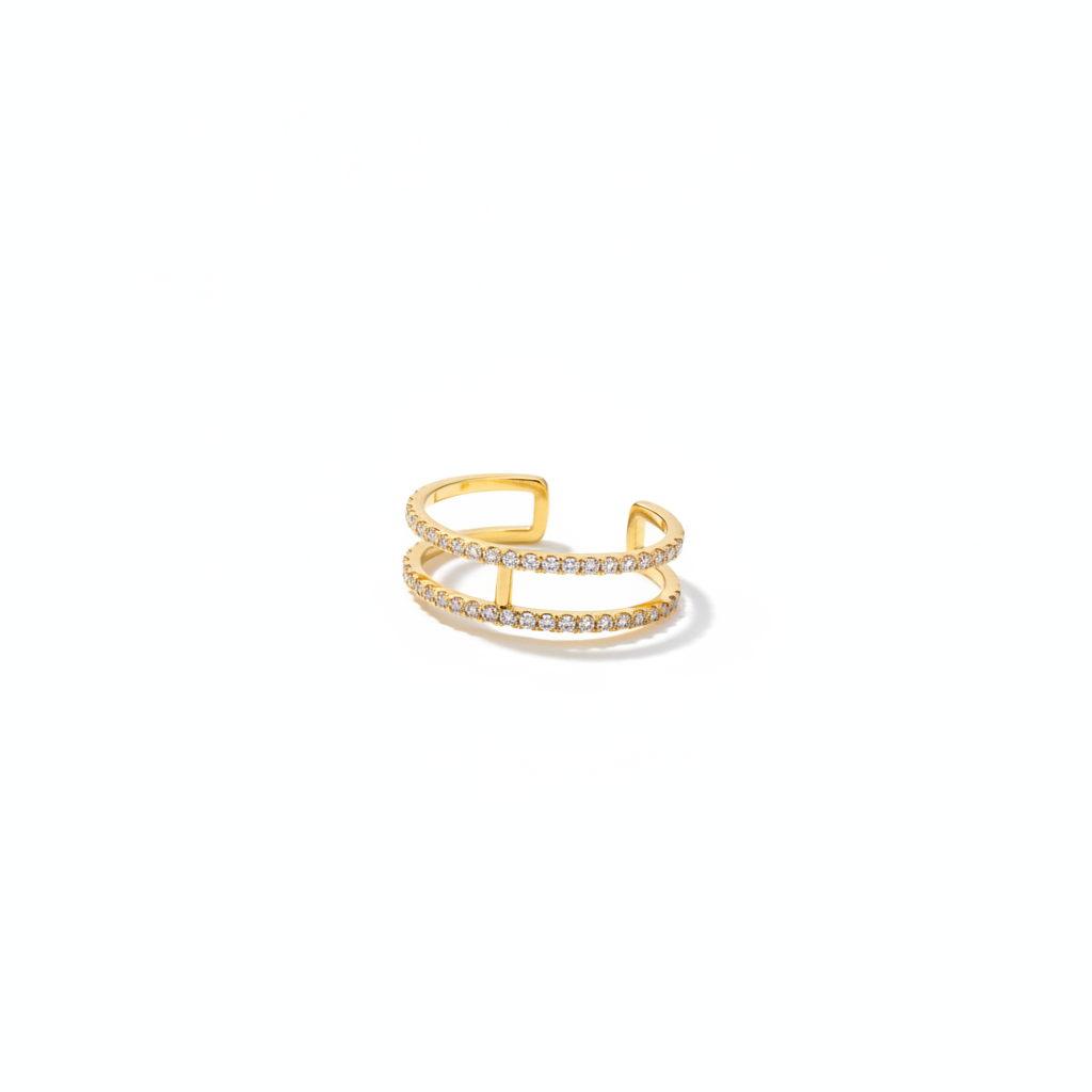 The Tandem Ear Cuff, double band crystal ear cuff, product view | THE ARCIVE