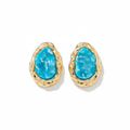 The Tidepool Studs, blue stone hammered gold earrings, product view | THE ARCIVE