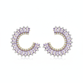 The Wisteria Studs, lilac baguette crescent earrings, product view | THE ARCIVE
