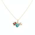 Voyage Pendant - travel charm necklace with suitcase globe heart and airplane charms | THE ARCIVE