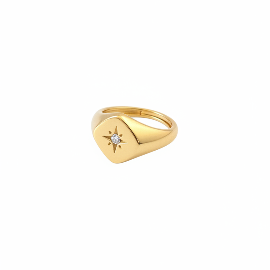 Lumière Signet Ring — crystal signet ring side view | THE ARCIVE