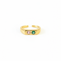Duo Gem Adjustable Ring — adjustable gold ring with pink and green gems | THE ARCIVE