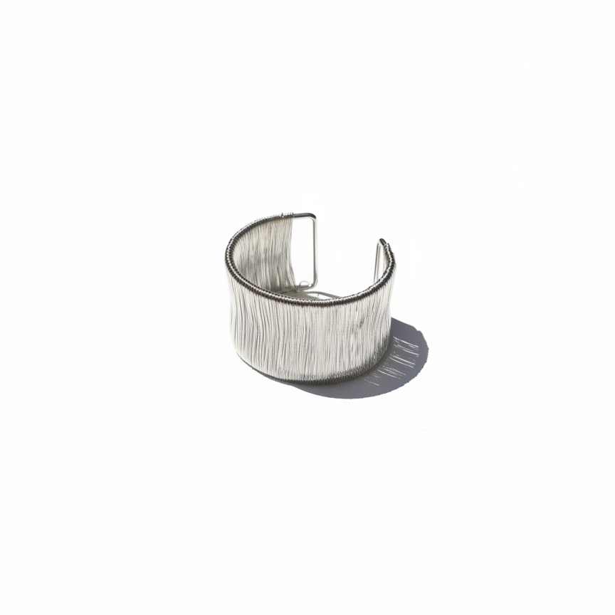 Silver Wire Mesh Stretch Bangle — flexible mesh bracelet angle | THE ARCIVE