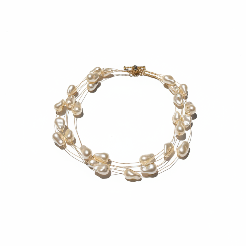 Multi-Strand Pearl Wire Choker — pearl wire choker side view | THE ARCIVE