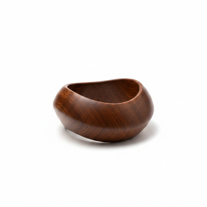 Natural Wood Round Bangle — natural wood bangle angle view | THE ARCIVE