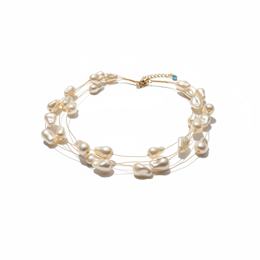 Multi-Strand Pearl Wire Choker — layered pearl choker angle | THE ARCIVE