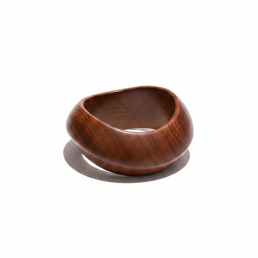 Natural Wood Round Bangle — wooden bracelet detail close up | THE ARCIVE