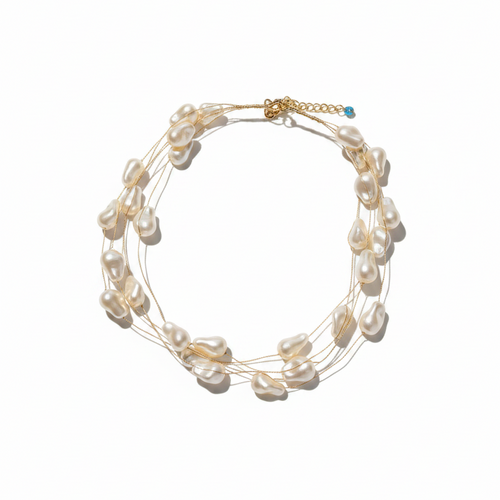 Multi-Strand Pearl Wire Choker — baroque pearl gold wire choker | THE ARCIVE