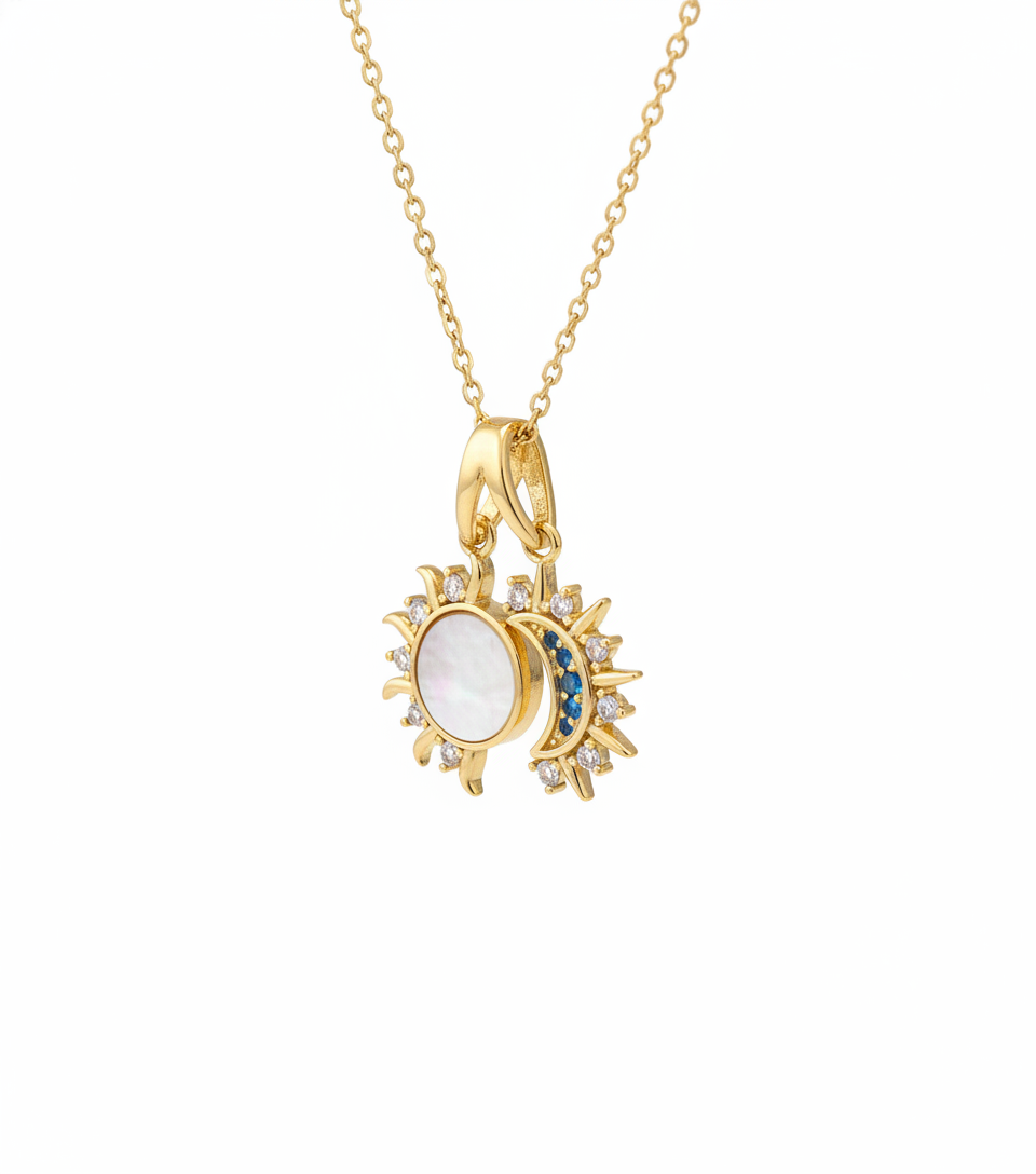 Solune Pendant Necklace — sun moon dual charm pendant | THE ARCIVE