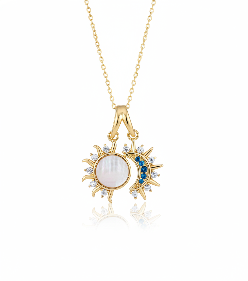 Solune Pendant Necklace — celestial pendant necklace detail | THE ARCIVE