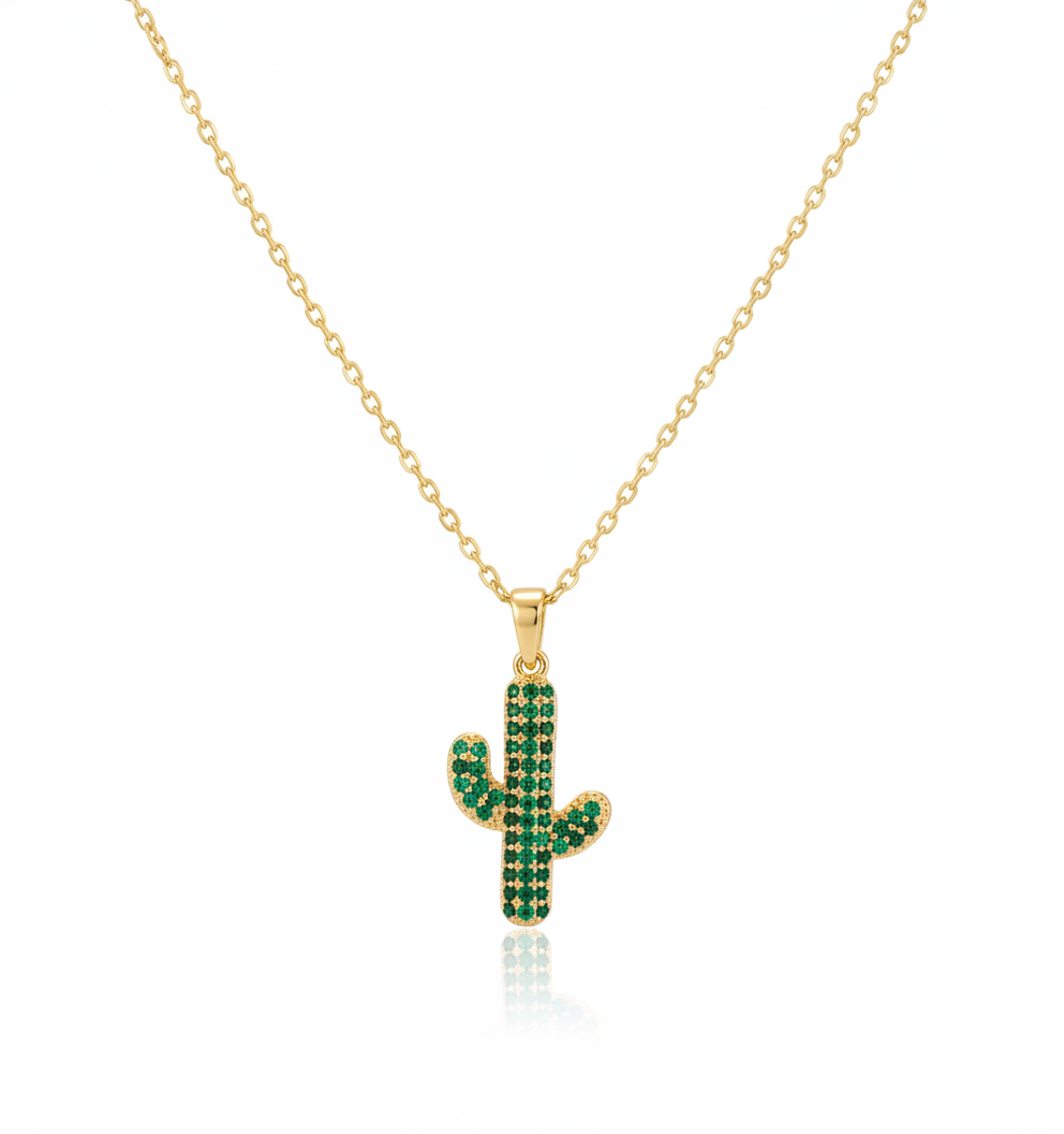 Cactus Pendant Necklace — cactus charm necklace detail | THE ARCIVE